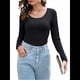 thumbnail image 2 of Camiseta Básica Ajustada con Cuello Redondo, y para Mujer Negro M, 2 of 9