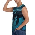thumbnail image 3 of Balery Vintage Blue Pattern Whale Camisetas sin mangas para hombre, absorbe la humedad y protege contra el mal olor.-X-Large, 3 of 7