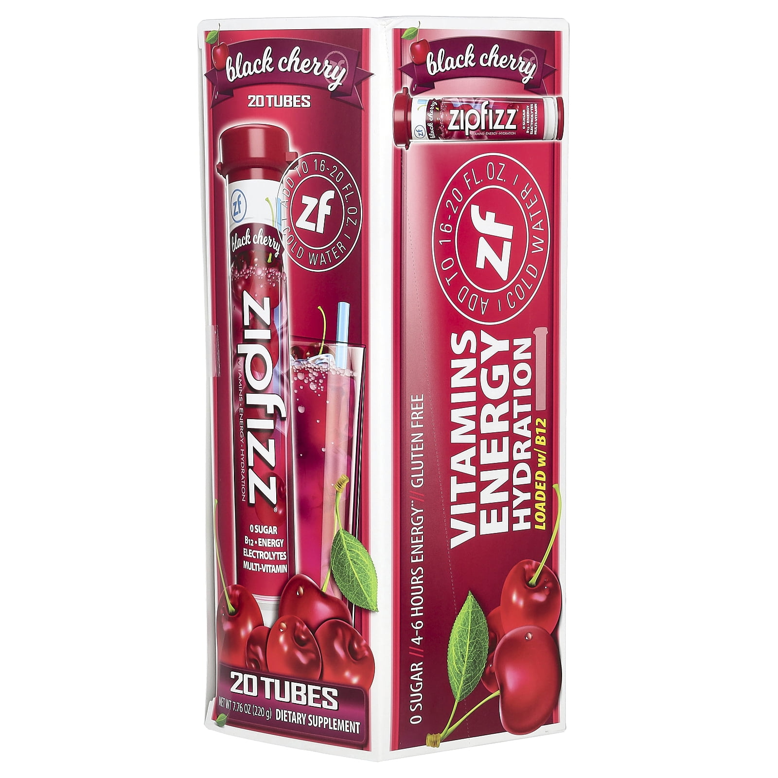 Zipfizz Healthy Energy Mix with B12, Black Cherry, 20 Tubes