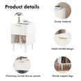 thumbnail image 4 of Modern Nightstand with Drawer and Open Shelf Gold Accent Handle MDF White, 4 of 8