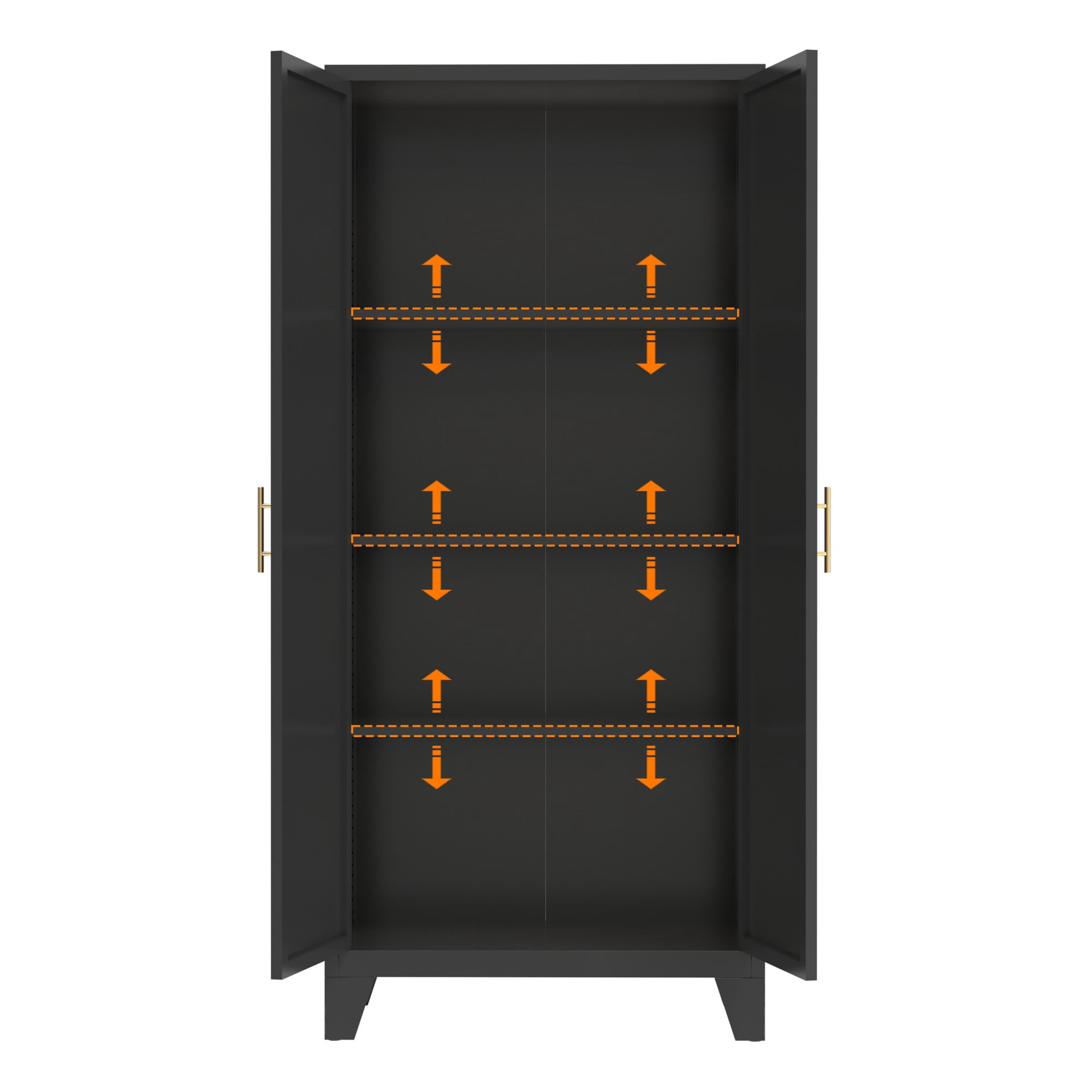 HOQBN 61"H Metal Storage Cabinet with 2 Doors & Adjustable Shelves,Freestanding Kitchen Pantry Storage Cabinet,Tall Steel Cabinet for Bedroom,Living Room,Office,Black
