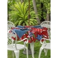 thumbnail image 2 of Outdoor Tablecloth with Umbrella Hole and Zipper, Independence Day Round Table Cloth 54 Inch Waterproof Tablecloth, 4th of July Red Striped Stars Patriotic Picnic Table Cover for Patio Camping, 2 of 7