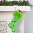thumbnail image 6 of Christmas Elf Stocking, Polka Dot Green Christmas Stocking, Fuzzy Top Holiday Gift Bag, Fun Children’s Candy Gift Bag, Knitted Christmas Hosiery, Unique Holiday Decoration, 6 of 6