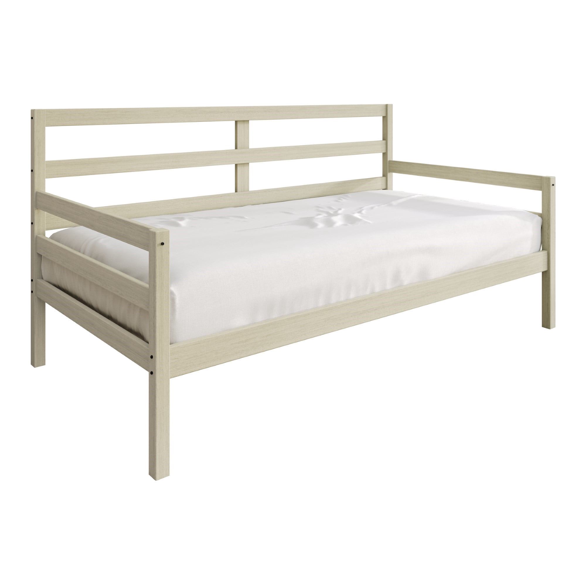 Home Design Towson Twin Daybed with Solid Wood Frame, Slatted Sides and Back, Stylish Seating and Sleeping Solution, Durable, Antique White