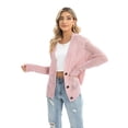 thumbnail image 2 of Baywell Women's Long Sleeve Button Front V Neck Soft Knit Cardigan Sweaters Pink S-2XL, 2 of 8