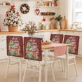 thumbnail image 2 of Merry Christmas Red Truck Chair Covers Set of 6 Vintage Red Plaid Gift Snowflake Chair Back Covers Stretch Removable Washable Slipcovers Protector for Dining Room Kitchen Party Decor, 2 of 5