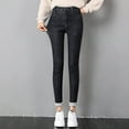 thumbnail image 4 of Pantalones vaqueros térmicos para mujer, Jeans elásticos de felpa, cálidos, ajustados, gruesos, de lana, largos, estilo Retro, invierno, 2023, 4 of 5