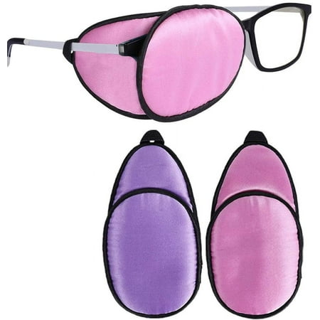 eZAKKA Eye Patches for Adults Kids Eye Patch for Glasses Silk Patch for Lazy Eye Amblyopia Strabismus and After Surgery (Purple + Pink)
