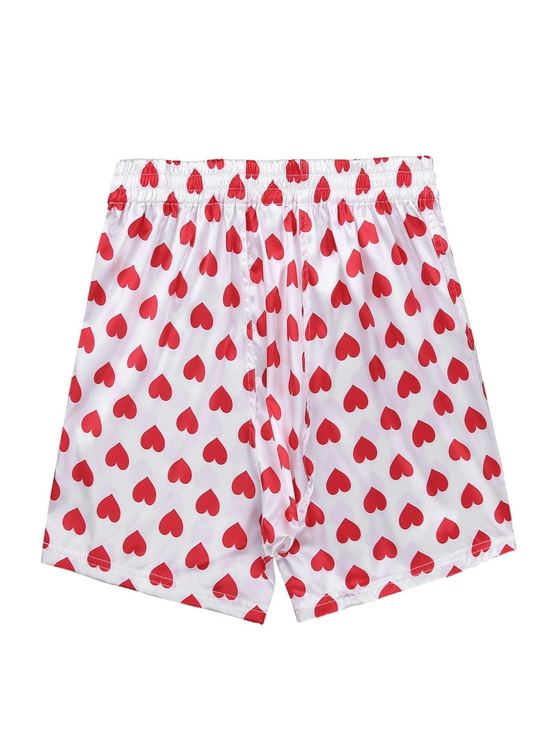 YiZYiF Mens Heart Print Classic Soft Boxer Shorts Loose Sports