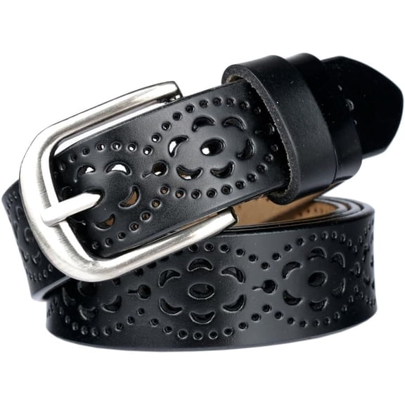 Women Leather Belts Hollow-Out Belt Adjustable City -Belt for Jeans