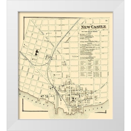 Beers 20x22 White Modern Wood Framed Museum Art Print Titled - New Castle Delaware Landowner - Beers 1868