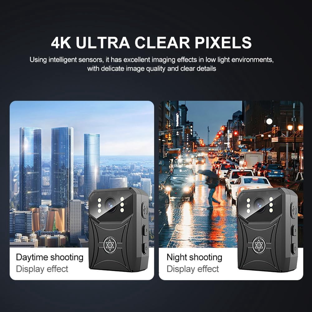 Police Body Cameras with Audio and Video Recording, Body Mounted Video Camera Built-in 64GB, Personal Wearable Cam with 2.0” Screen, Night Vision, IP65, for Police Law Enforcement, Security