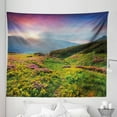 thumbnail image 1 of Nature Tapestry, Summer Season Scene with Fresh Flowers Green Foliage Mountain Landscape Ukraine, Fabric Wall Hanging Decor for Bedroom Living Room Dorm, 5 Sizes, Pink Green Blue, by Ambesonne, 1 of 1