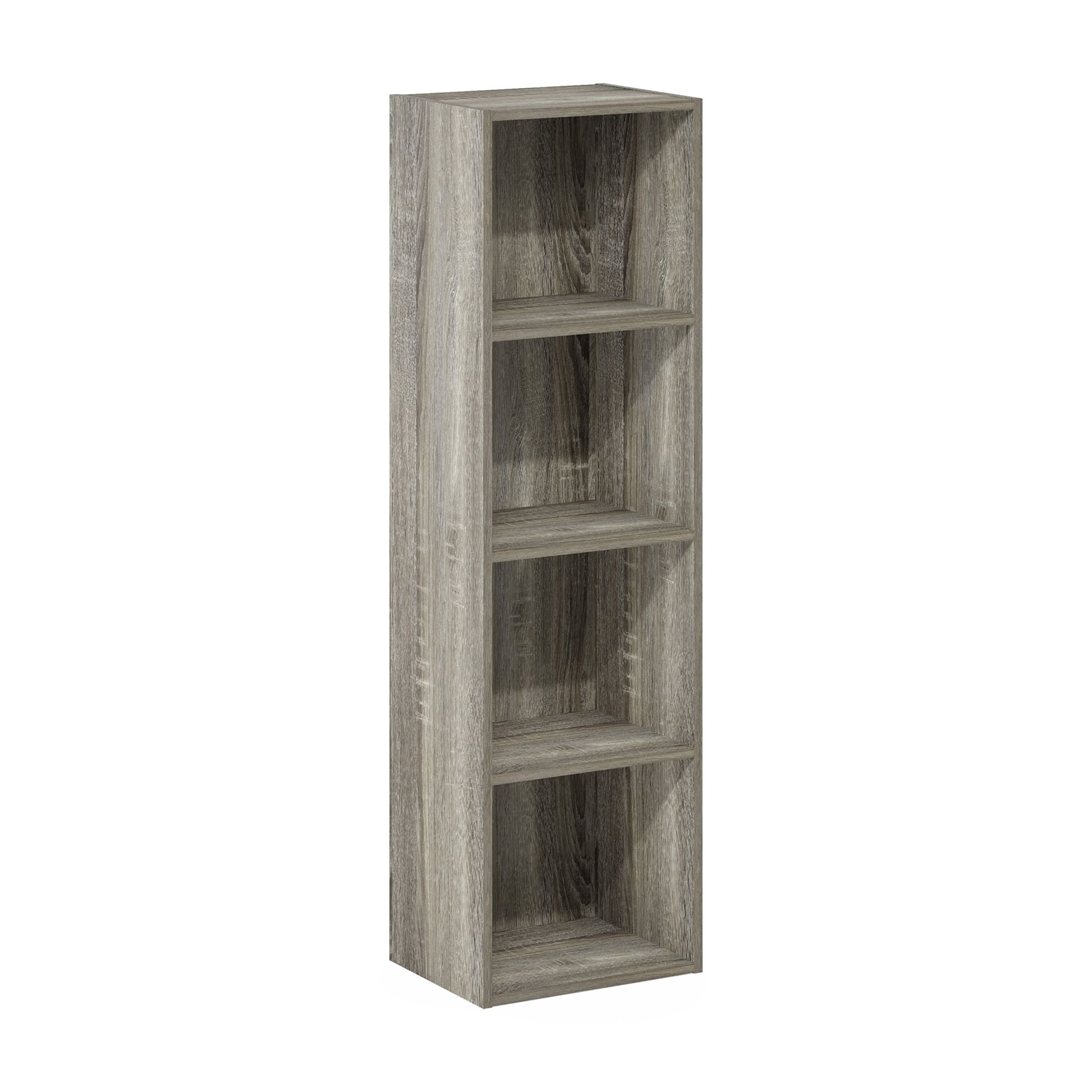 HOMLUX 9" x 12" x 42" Storage Shelf 4 Tier Cube Bookcase, Suitable for Small Space, Gray