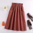 thumbnail image 2 of Miluxas Women Casual Cotton Linen Skirts Elastic Waist A-Line Mid Length Skirt Watermelon Red, 2 of 5