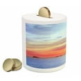 thumbnail image 2 of Beach Piggy Bank, Dreamcatcher Ibiza Sunset Mediterranean Sea View Picture Vacation Theme Image, Ceramic Coin Bank Money Box for Cash Saving, 3.6" X 3.2", Coral Blue, by Ambesonne, 2 of 4