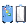 thumbnail image 2 of Travel Tags for Luggage, Silicone Luggage Tags, Luggage Tags for Suitcases, Suitcase Identifier, Cyan Soft Rubber 4.5X2.5 in Travel Symbol Tags with Hot Air Balloon Icon, Train, 2 of 6
