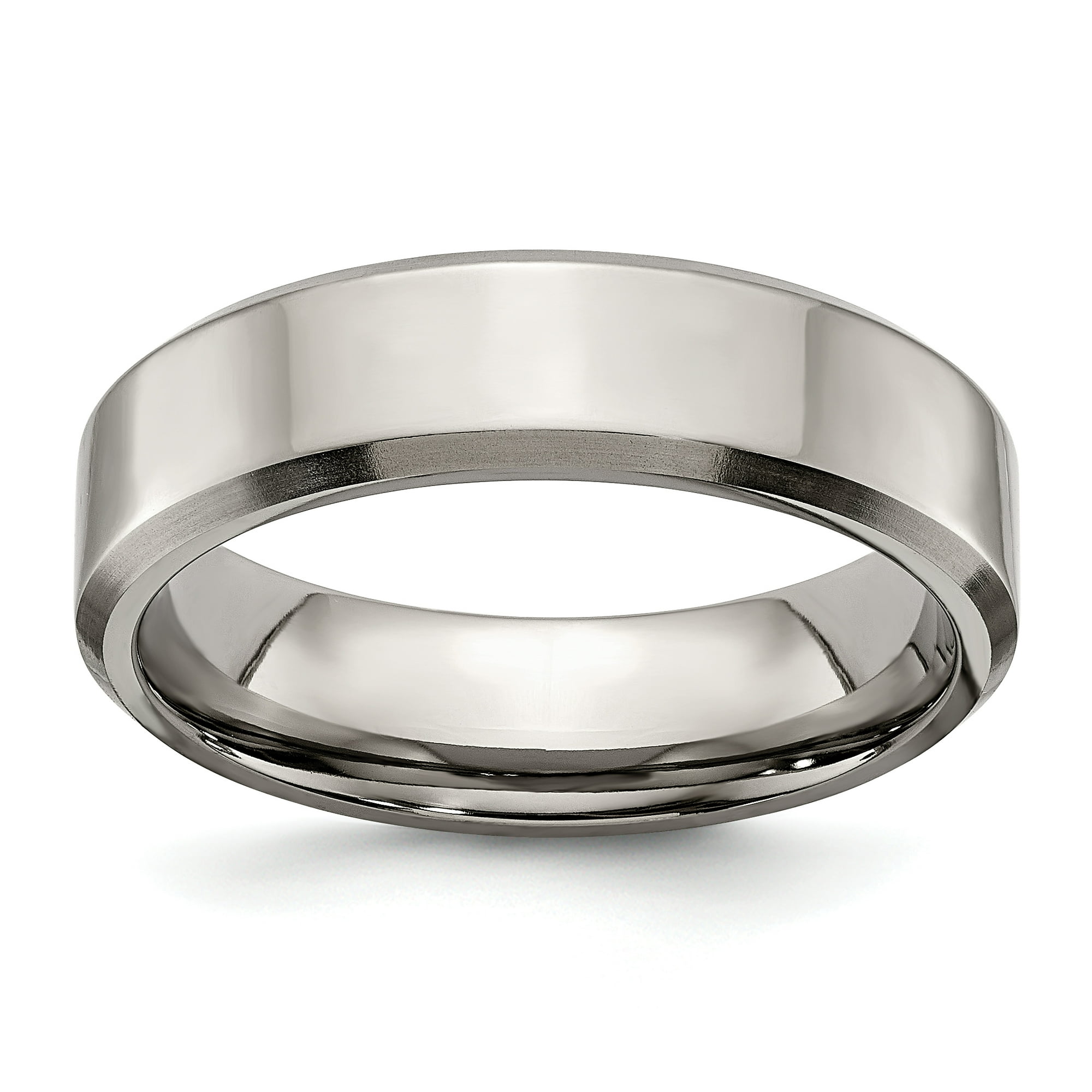 Titanium Beveled Edge 6mm Brushed Wedding Ring Band Size 8 50