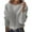 Grey, variant on EDFBUYKRS Female Sweaters Womens Fall Crew Neck Pullover Sweaters Front Slit Long Sleeve Tunic Tops with Decorative Buttons Fall Sweater M