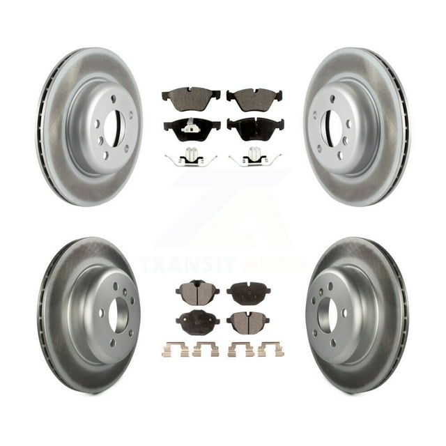 Transit Auto Front Rear Coated Disc Brake Rotors and Semi-Metallic Pads Kit for Car BMW 528i xDrive Without Performance Brakes with 330mm Diameter Rotor KGF-101167