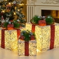 thumbnail image 5 of BinKFF Christmas Decorations, Set of 3 Christmas Lighted Gift Boxes, Battery Operated Xmas Present Boxes, Warm White LED with Bows for Indoor Christmas Tree, Yard, Home Decor, 5 of 5
