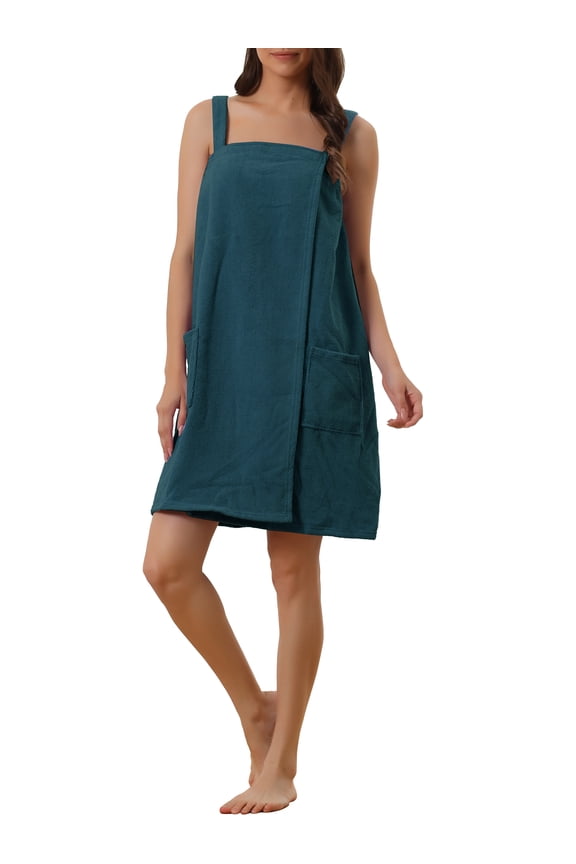 Women's Terry Wrap Bathrobe Spa Robe for Gym Pool Shower Bath Towel Robe Shower Dress M Green