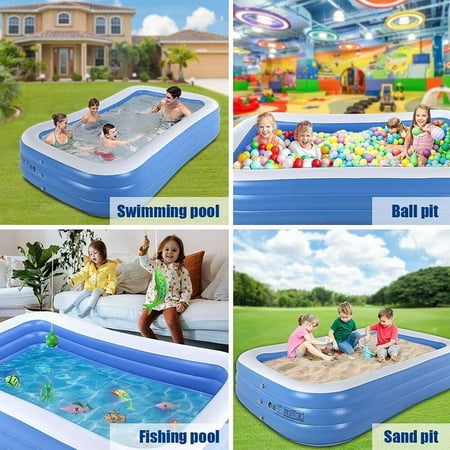 Homech HF002 Inflatable Swimming Pool 118''x 72''x 22'' Full-Sized Pool (OPEN BOX) WB16