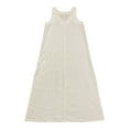 thumbnail image 2 of DKNY Women's Breathable Side Slits Pullover Soft Linen A Line Summer Dress (White, XL), 2 of 2