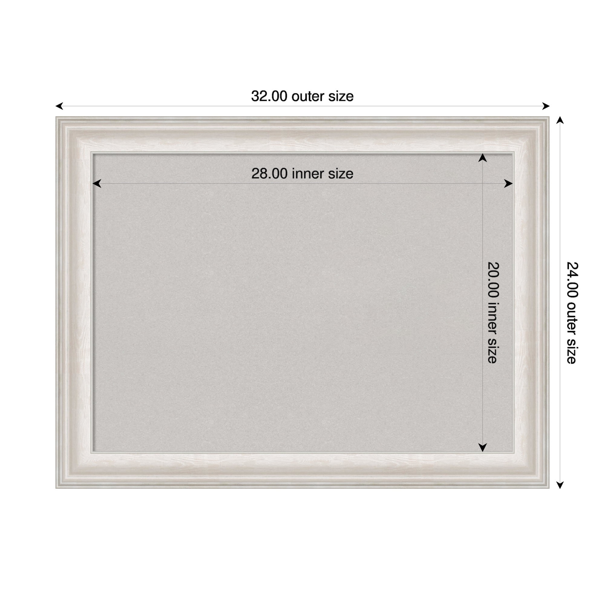 Amanti Art Grey Cork Board Framed Trio White Wash Silver Bulletin Board 32 in. x 24 in.