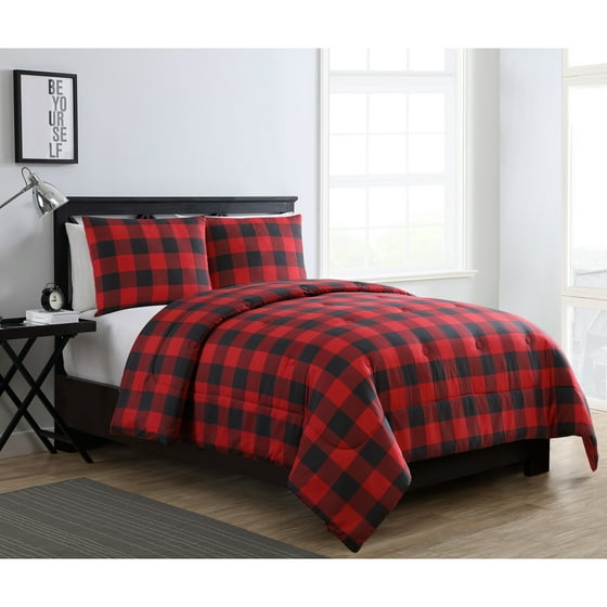 Mainstays Buffalo Plaid 3-Piece Bedding Comforter Set