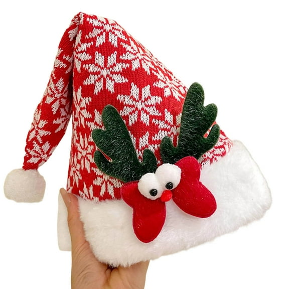 PureCasa Christmas Knitted Santa Hats Elf Hat with Soft Plush Christmas Beanie Xmas Party Caps for Adults Women Men