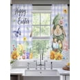 thumbnail image 2 of Easter Rabbits Sheer Curtains 72 Inch Length 2 Panels Set Window Treatments, Watercolor Eggs Flowers Butterflies Purple Plaid Rod Pocket Semi Curtains for Living Room/Bedroom/Kitchen, 104"W x 72"L, 2 of 7