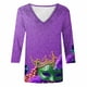 thumbnail image 5 of TaTaai Women's Fashion Christmas Printed Loose Casual V Neck With Three Quarter Sleeves And 3/4 Sleeves T-shirt Pullover Top Gift, 5 of 5