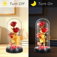 thumbnail image 3 of Oziral Red Roses Artificial Flowers with LED Light Eternal Forever Rose in Glass Dome Gifts for Her Valentines Day Mothers Day Christmas Birthday, 3 of 9