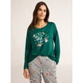 thumbnail image 4 of Joyspun Women’s Long Sleeve Tee and Jogger Pants Pajama Set, 2-Piece, Sizes S-3X, 4 of 6