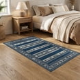 thumbnail image 2 of ODIKA Bordered Geometric Motifs Southwestern Bands Farmhouse Boho Striped Refined for Guest Room, Lounge, Apartment, Non-Slip Low Profile, 2 of 7