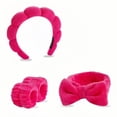 thumbnail image 3 of 5 pieces/set Sponge Spa Face Wash Headband Soft and Warm Coral Velvet Hair Hoop Hair Strap Wristband Skincare Makeup Removal Shower Female, 3 of 7