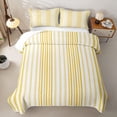 thumbnail image 2 of Castle Fairy Vintage Vertical Stripe Bed Spread Queen 3pcs,Abstract Thin Line Queen Coverlet Set,Gold Cream White,1 Quilt and 2 Pillowcases, 2 of 7