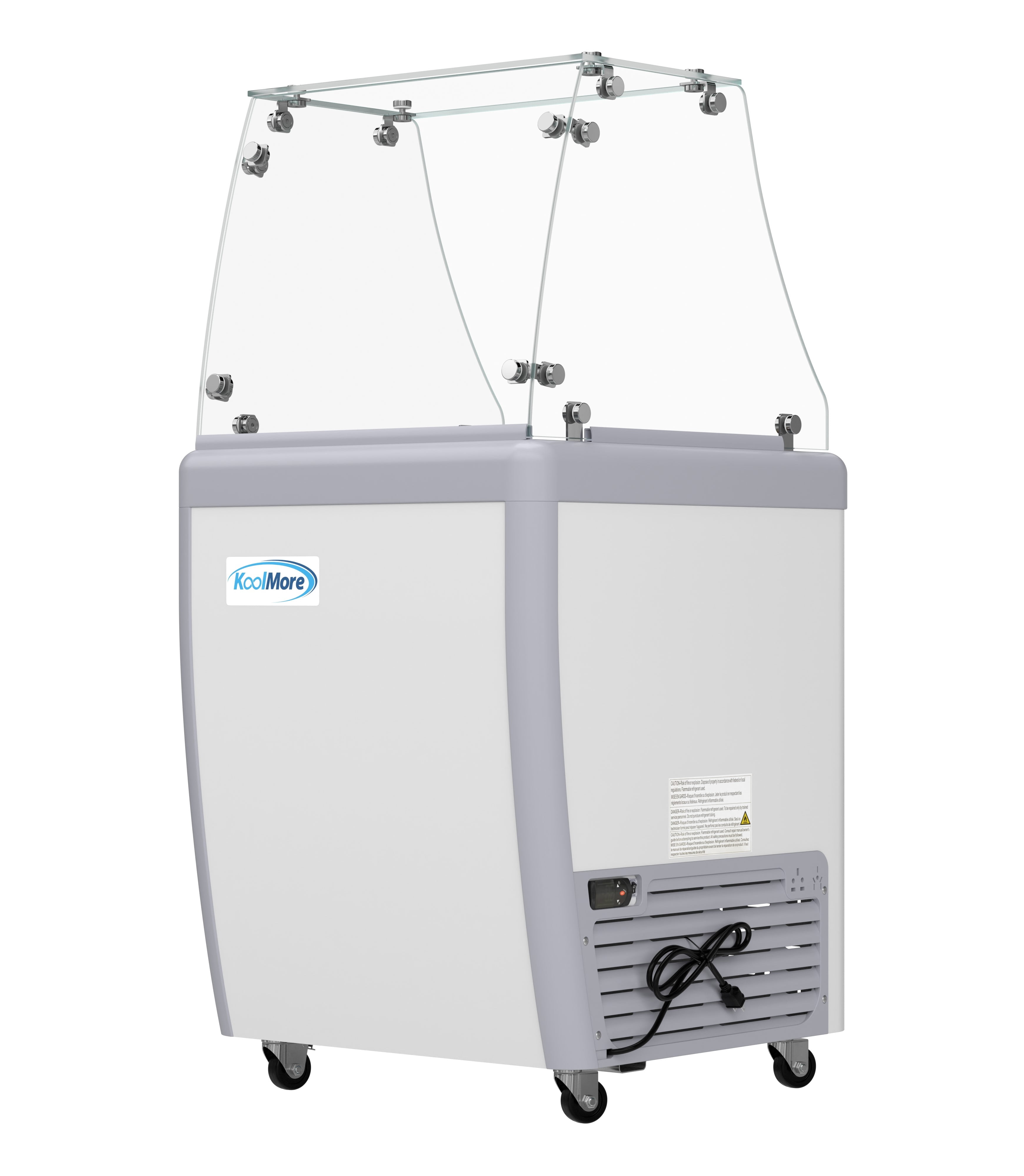 26 in. Gelato Dipping Cabinet Display Freezer with Sliding Glass Door and Sneeze Guard, 6 cu. ft. KM-GDC-26SD-FG