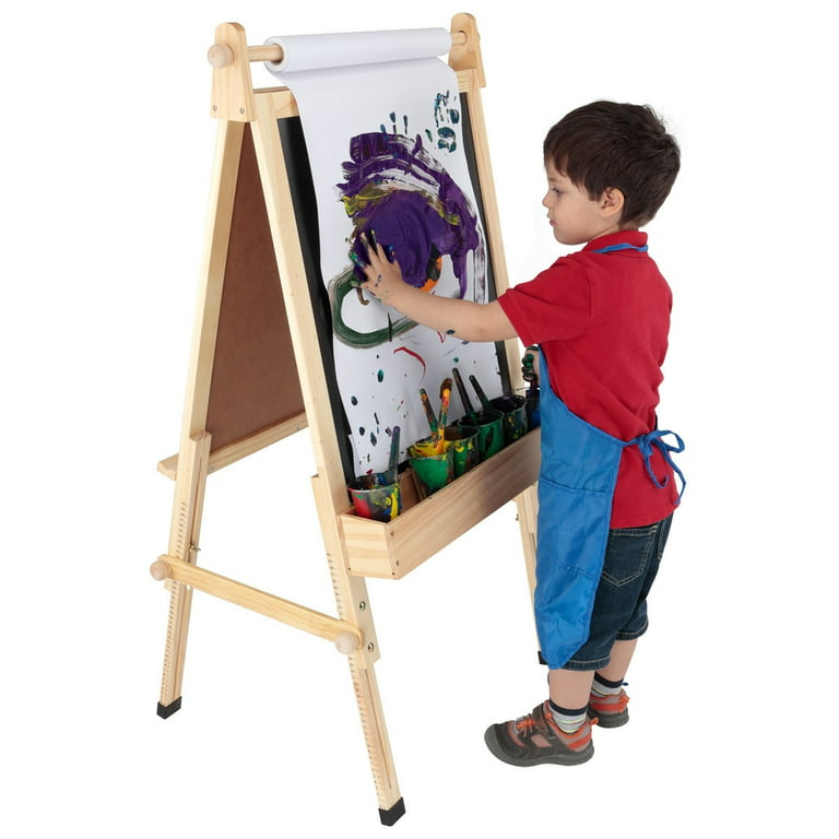 Fundamentals Kids Art Easel 3 in 1 Multipurpose Wooden Art Easel, Chalk Board 