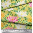 thumbnail image 3 of Soimoi Yellow Cotton Poplin Fabric Leaves & Water Lily Floral Print Fabric Prints By the Yard 42 Inch Wide, 3 of 3