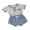 Blue, variant on Douhoow Infant Boy Outfits Round Neck Short Sleeve Striped Button Romper Elastic Waist Shorts 2Pcs Set