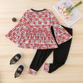 thumbnail image 6 of Odeerbi Baby Girls Clothes Toddler Outfit Spring Autumn Valentine's Day Long Sleeve Stripe Love Printed Shirt Top Trousers Suit Black, 6 of 8