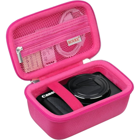 shiyou-Travel Case for Canon PowerShot SX740 HS Digital Camera, Storage Bag Holder for Canon SX730/ SX720/ SX620/ G7X Camera with Extra Pocket for Batteries, Cables, SD Cards, Rosered
