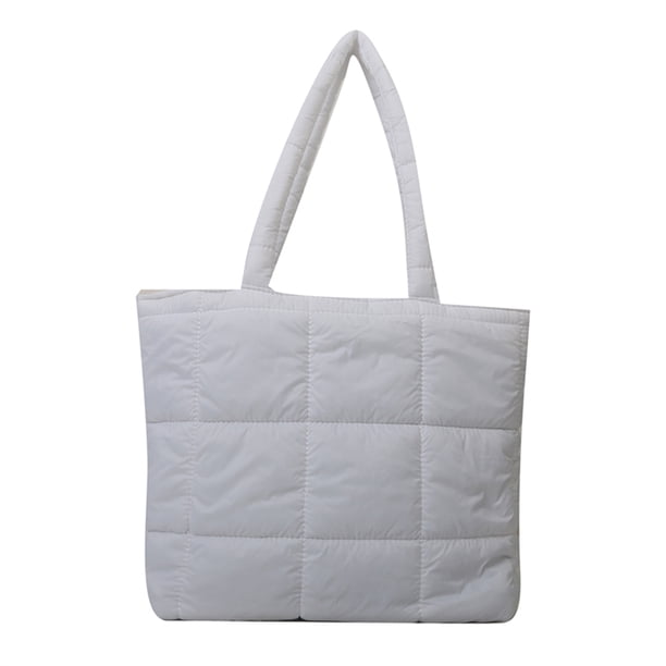 Bolso Mano Acolchado para Mujer Bolso Hobo Plumón Bolso Axila Acolchado Bolso Invierno Suave (blanco)