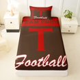 thumbnail image 3 of jejeloiu Boys Ball Sport GamingTwin Sheet Sets For Football Gamer,Red Brown Personalized Initial T Bedding For Kids,3 Pieces, 3 of 6