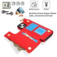 thumbnail image 3 of Wallet Case for iPhone 15 with Shoulder Strap & RFID Blocking Card Slots Holder Kickstand & Finger Ring, Magnetic Flip Folio Zipper Purse Case, PU Leather Cover Handbag, Red, 3 of 8