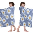 thumbnail image 4 of Blue Daisy Flower Pattern Hooded Bath Towel，60"x35" for Ages 3 To 12 Kids, Quick Dry Lightweight Soft Microfiber Hood Beach Towel Cover Up for Kids, 4 of 7