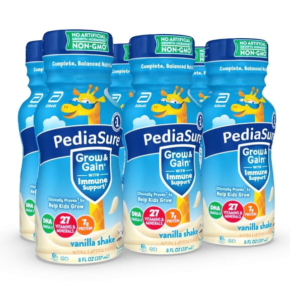 PediaSure Grow & Gain Kids? Nutritional Shake, with Protein, DHA, and Vitamins & Minerals, Vanilla, 8 fl oz (Choose Pack)