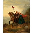 thumbnail image 2 of Karl Friedrich Lessing 20x24 Gold Ornate Framed and Double Matted Museum Art Print Titled - Walther and Hildegund Fleeing (1841), 2 of 4